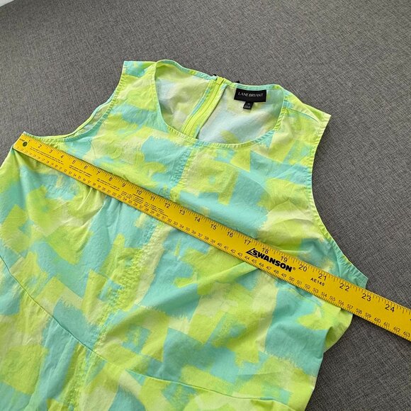 Lane Bryant Asymmetrical Top Lime Green Blue Sleeveless Plus 20 Cotton Blend - Picture 6 of 11